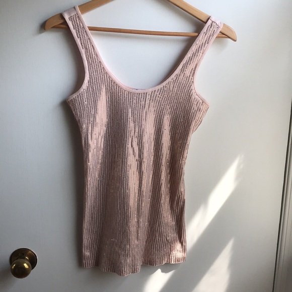 Express Sequined Tank Top pale Pink w/ Stretch S - Picture 6 of 6